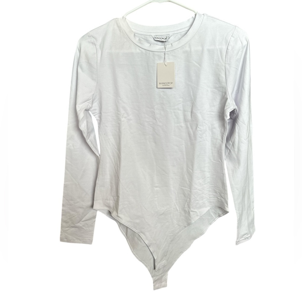 MANGOPOP White Long Sleeves Medium Bodysuit BNWT